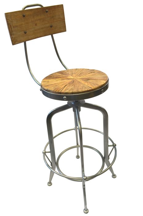 Aldino Industrial Silver Barstool