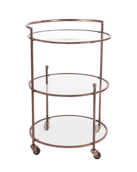3-SHELVES COPPER FINNISH DRINKS TROLLEY