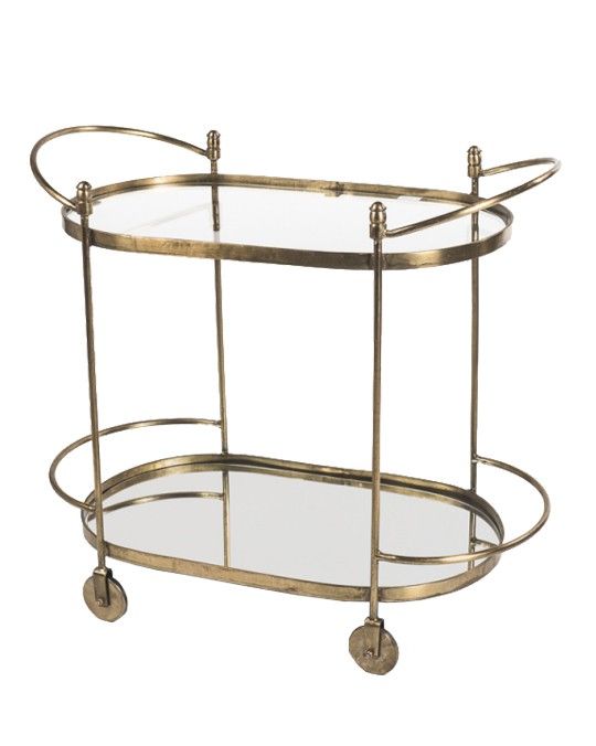 2-SHELVES BRASS DRINKS TROLLEY 