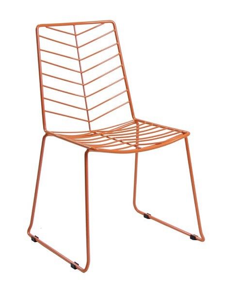 Retro Design Steel Leaf Chair - Orange, Diagonal Front