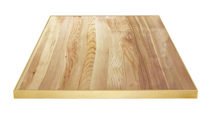 Square Brass Edge Timber Table Top 
