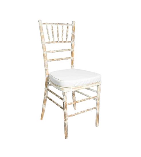 Tiffany Chiavari Timber Chair White Cushion