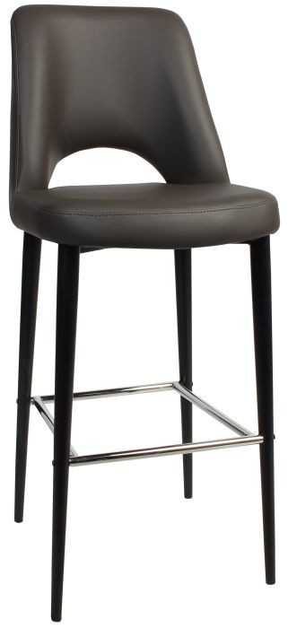 Albery Vinyl Black Metal Barstool Charcoal