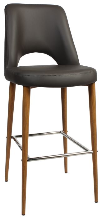 Albery Vinyl Light Oak Metal Barstool
