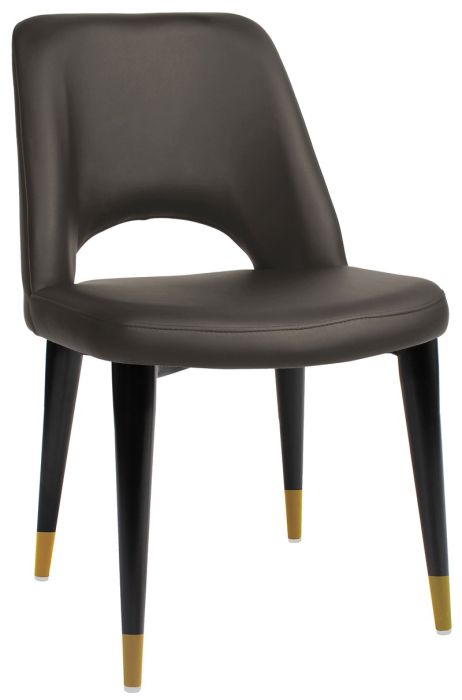 Albery Vinyl Black and Brass Chair