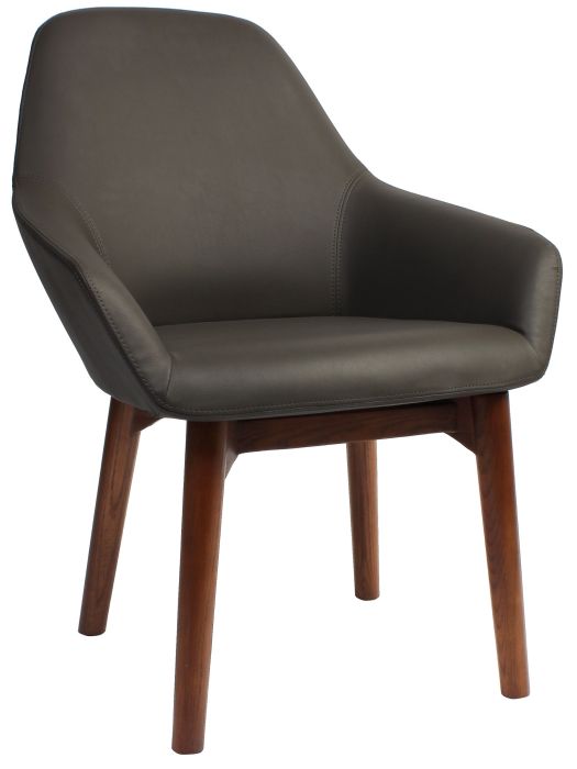 Bronte Vinyl Walnut Timber Leg Tub Chair