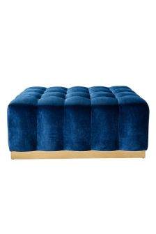 Eadie Navy Velvet Ottoman