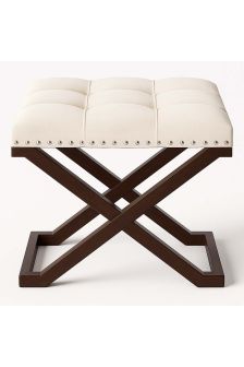 Aimee Navy Velvet Ottoman