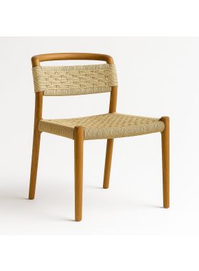 Bogart Restaurant Arm Chair in natural honey timber, front view.