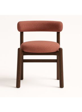 Garbo Restaurant Arm Chair in terracotta, front view.