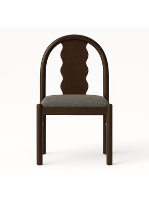 Sloane commercial dining chair in dark stained American Ash with grey upholstered seat, front view