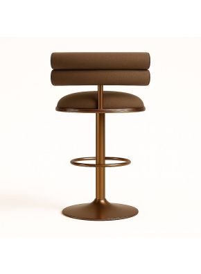 Spencer Commercial Bar Stool in brown and bronze, front view.